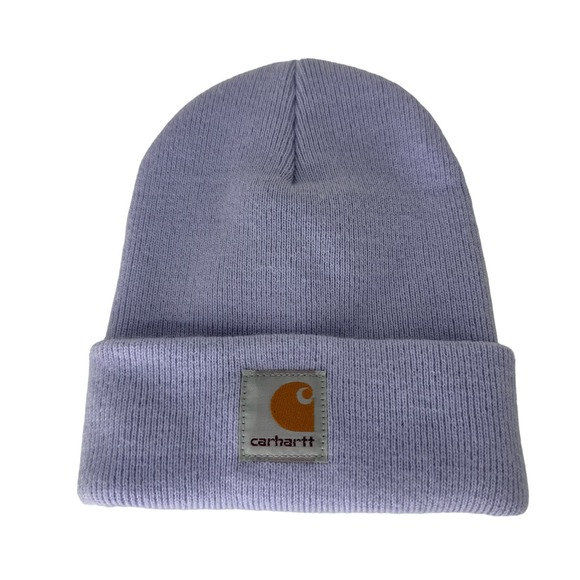 Carhartt Beanie Hat Knit Cuffed Acrylic‎ Logo Patch Purple Infant/Toddler OS - Picture 1 of 5